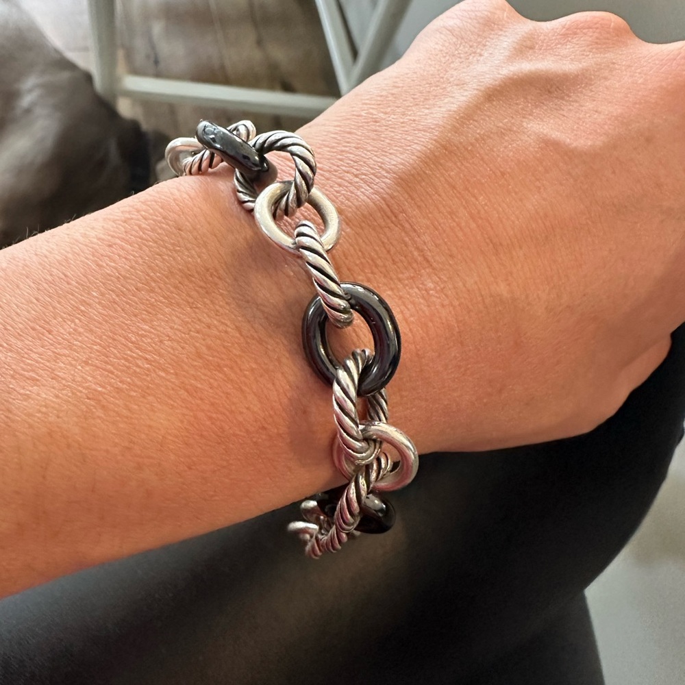 David Yurman small ceramic and sterling silver bracelet